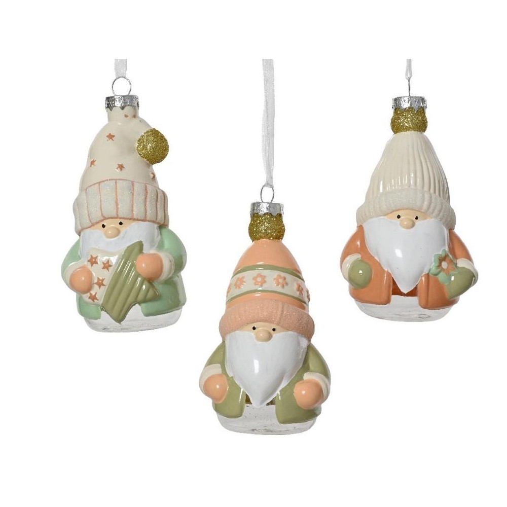 GNOMI ALBERO VETRO H.12.5CM. 3 ASSORTITI